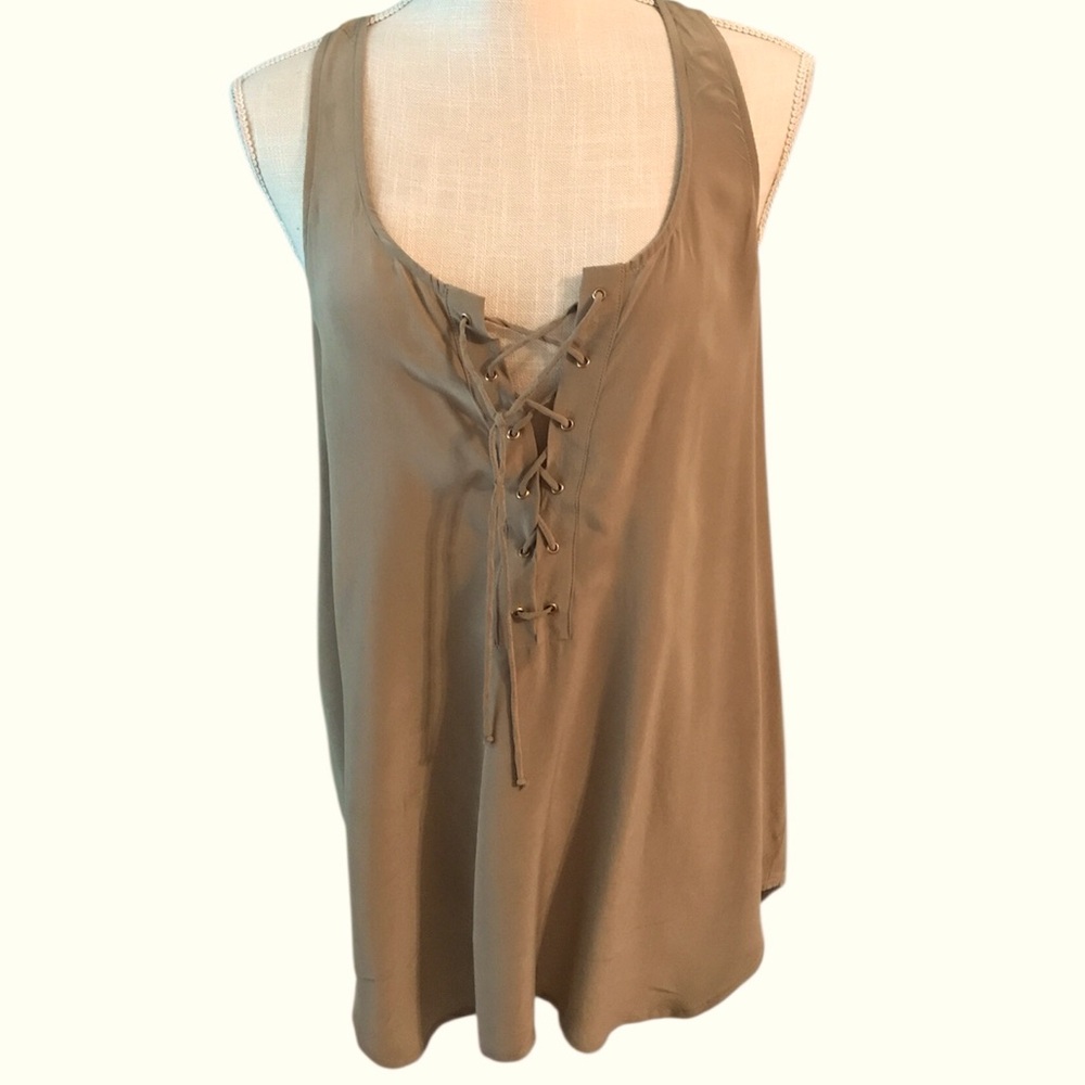 100% Silk sleeveless Tie Front Tank Top